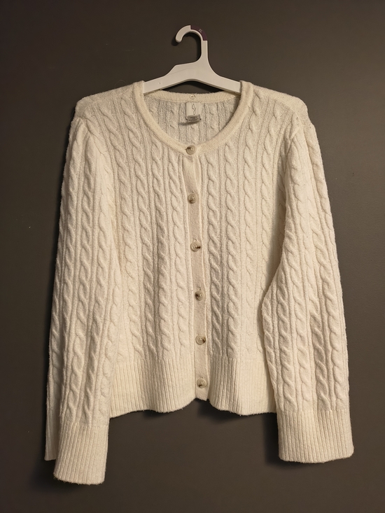 Joie Sweaters - Joie Ivory Cable Knit Button-Front Cardigan